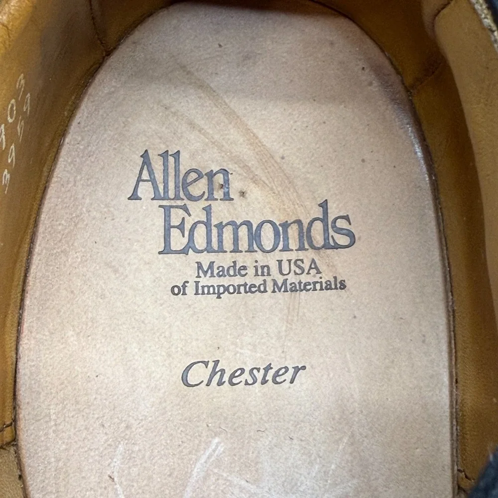 Allen Edmonds Chestern Wingtip Oxfords Mens 9 B Black Leather Medallion